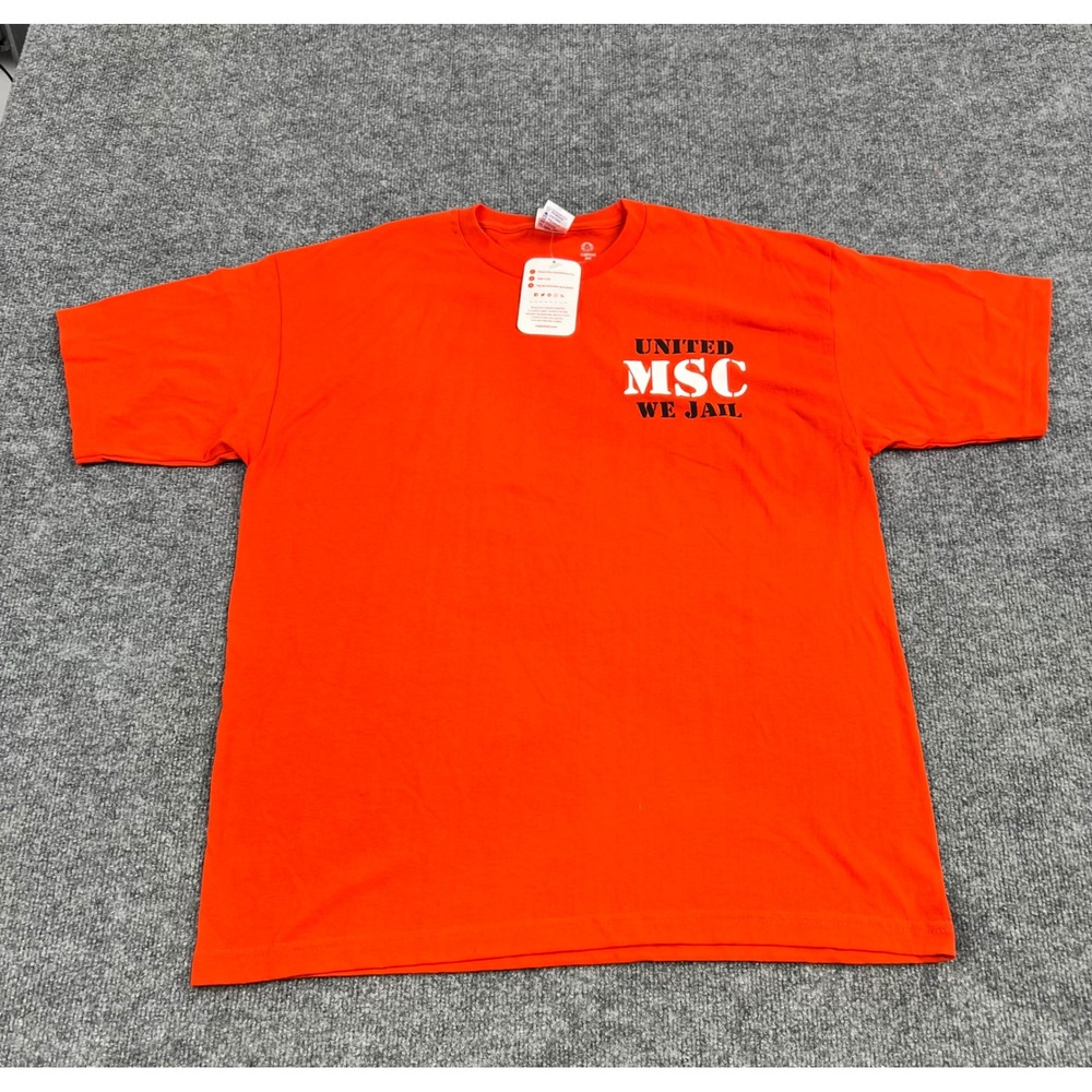 Bayside Mens XL Orange‎ USNS Supply Deployment 2021 United MSC Graphic T-Shirt